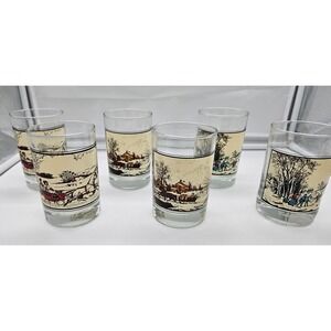 6 Arbys Currier‎ And Ives 1981 Rock Glass